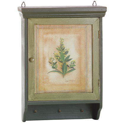Green Leaf Motif Wood Key Box