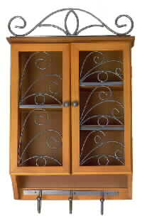 Wood Curio Cabinet With Key Holders