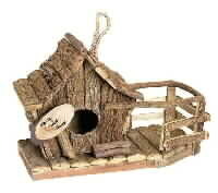Wood Bark Cabin Birdhouse