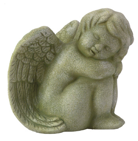 Stone-Finished Sitting Angel