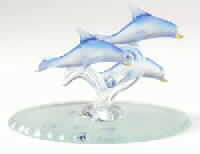 Frosted Glass Dolphins On Wave