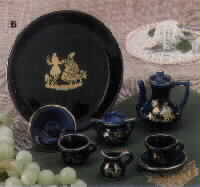 10 pc Porcelain Cobalt Blue Tea Set