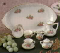 10 pc Porcelain Rose Mini Tea Set