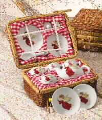 13 pc Angel Tea Set In Basket